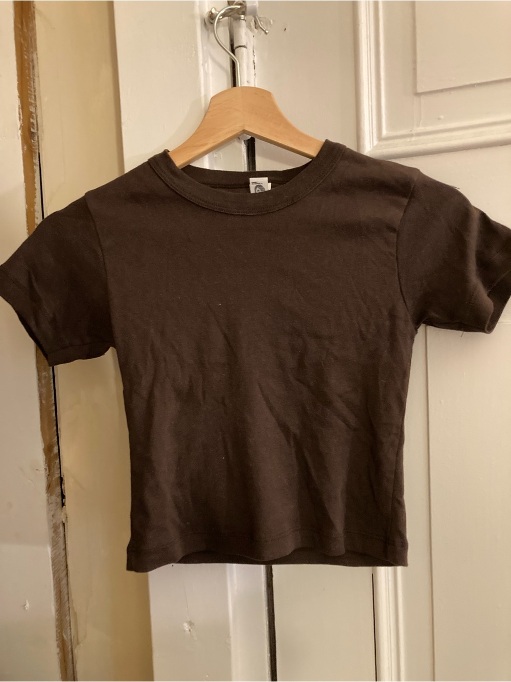 Los angeles Apparel brown baby rib crop tee